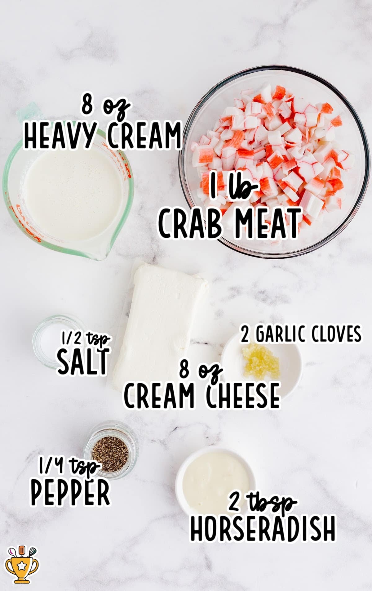 Ingredients for making Imitation Crab Dip