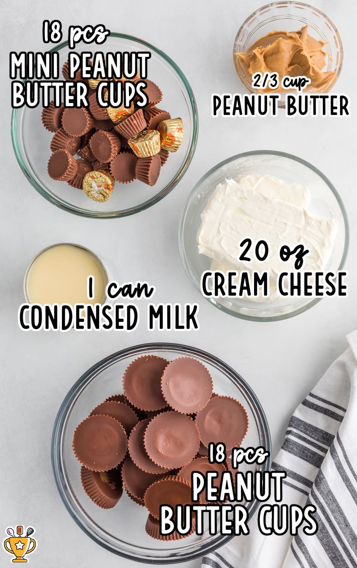 Ingredients for making Mini Peanut Butter Cheesecakes