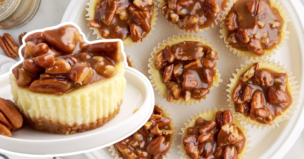 Mini Pecan Cheesecake Bites on a plate