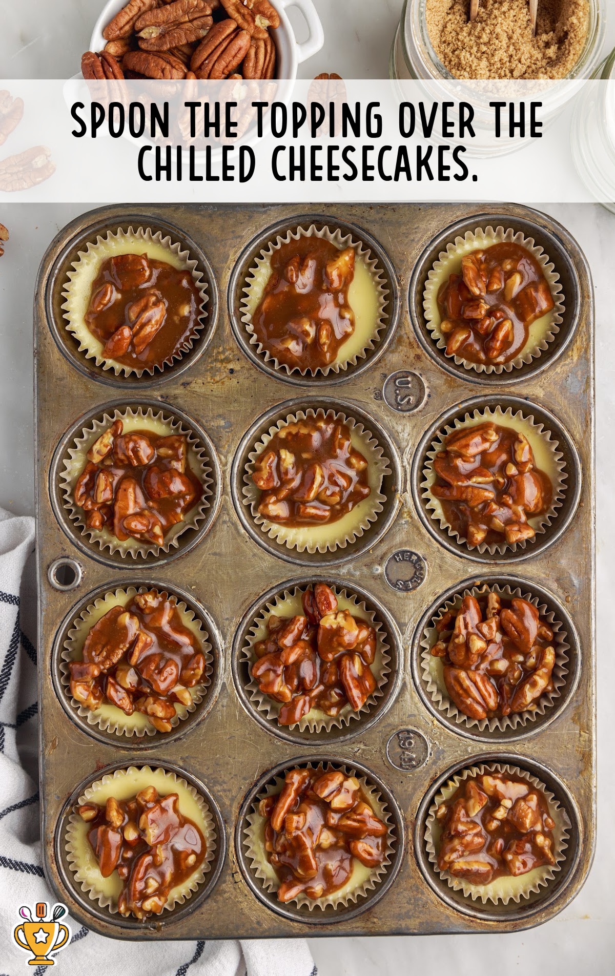 Mini Pecan Cheesecake Bites with toppings