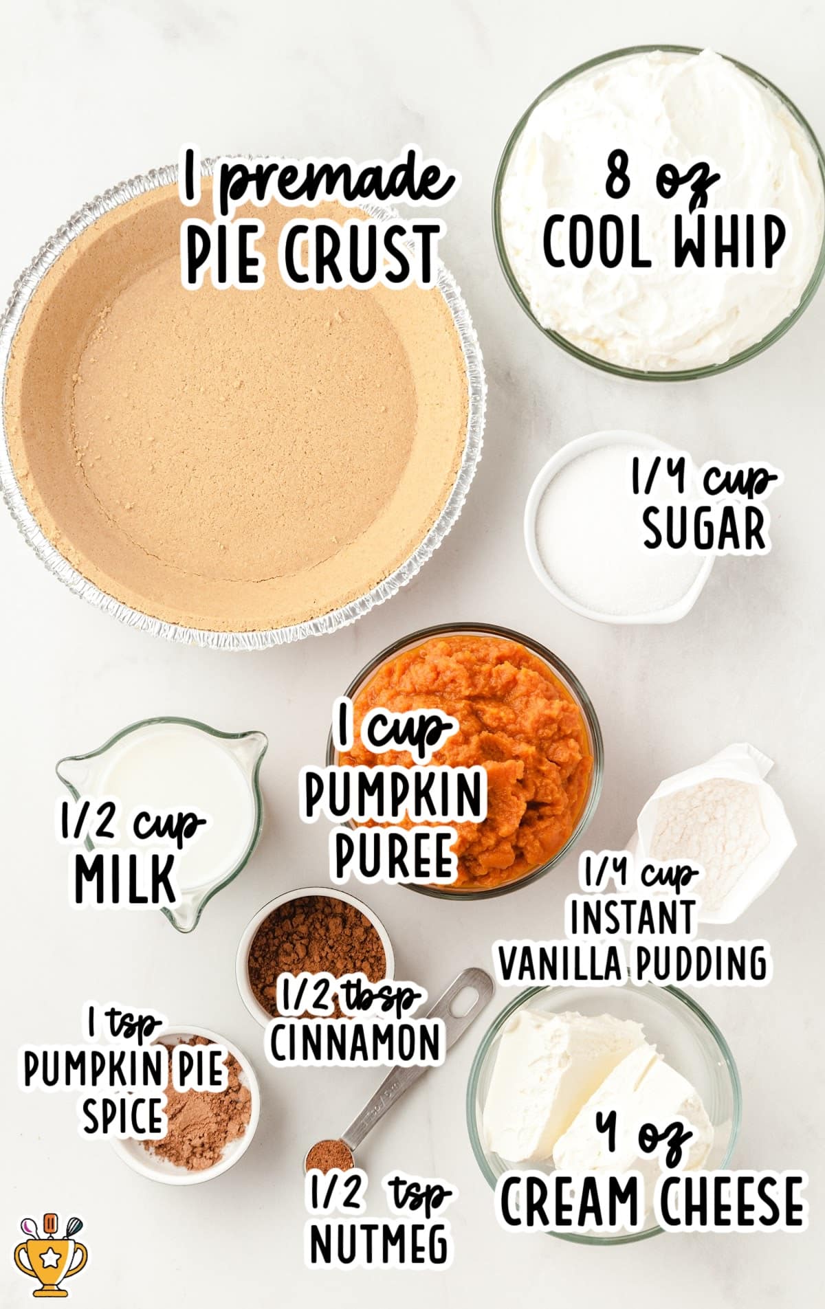 Ingredients for making No Bake Pumpkin Pie