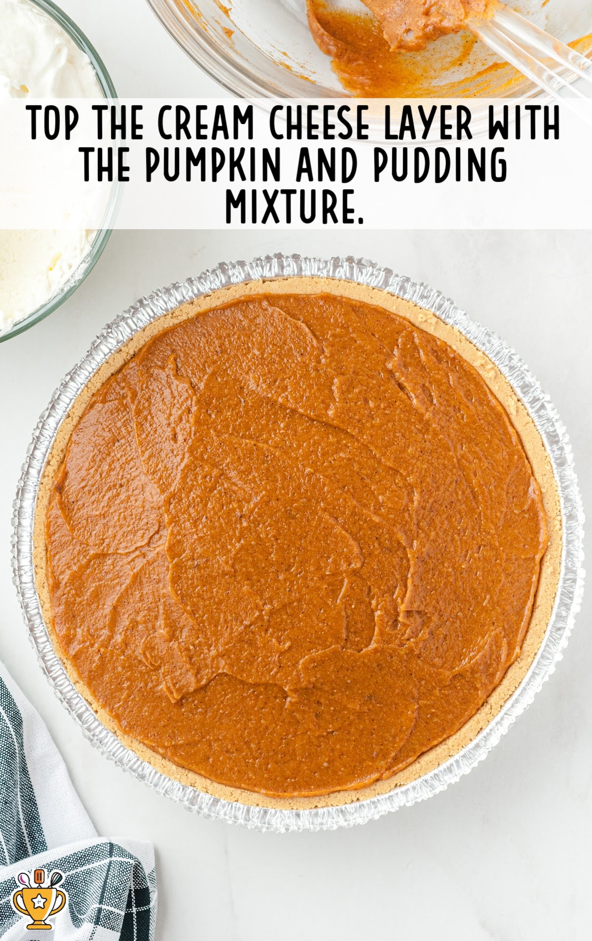 No Bake Pumpkin Pie toped with cheese layer