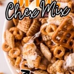 Pumpkin Spice Chex Mix in a bowl