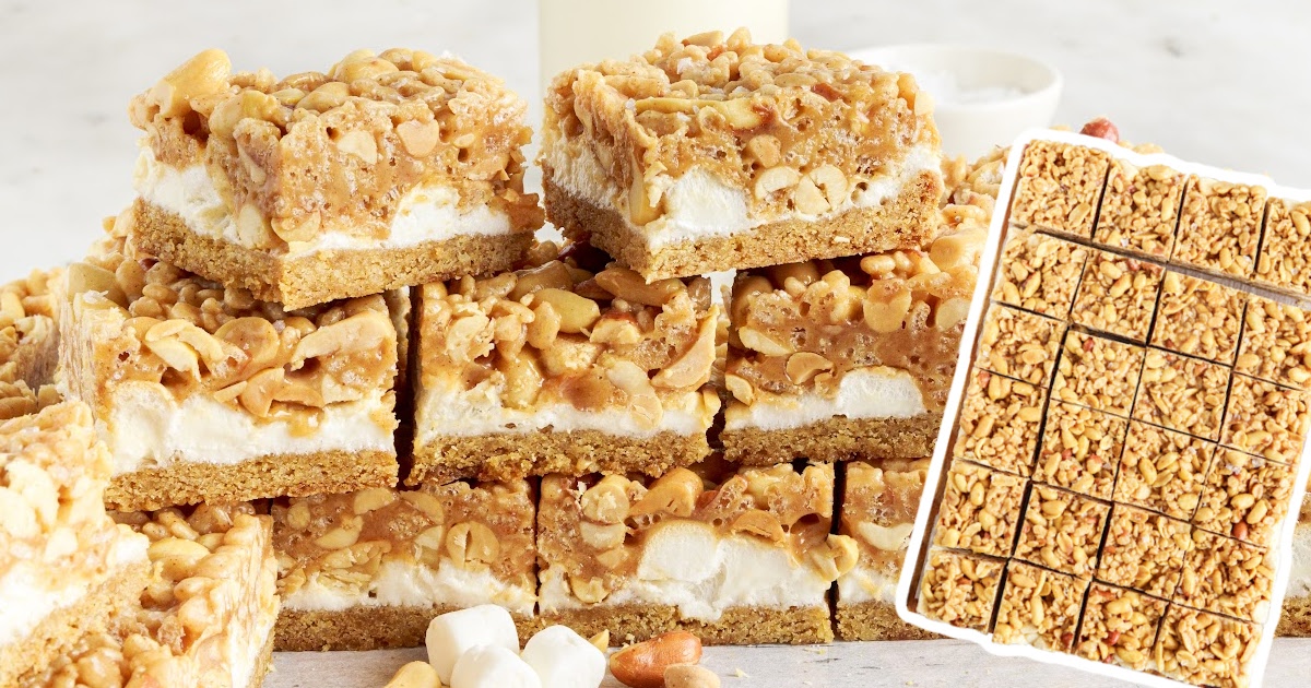 Salted Nut Roll Bars stacked together