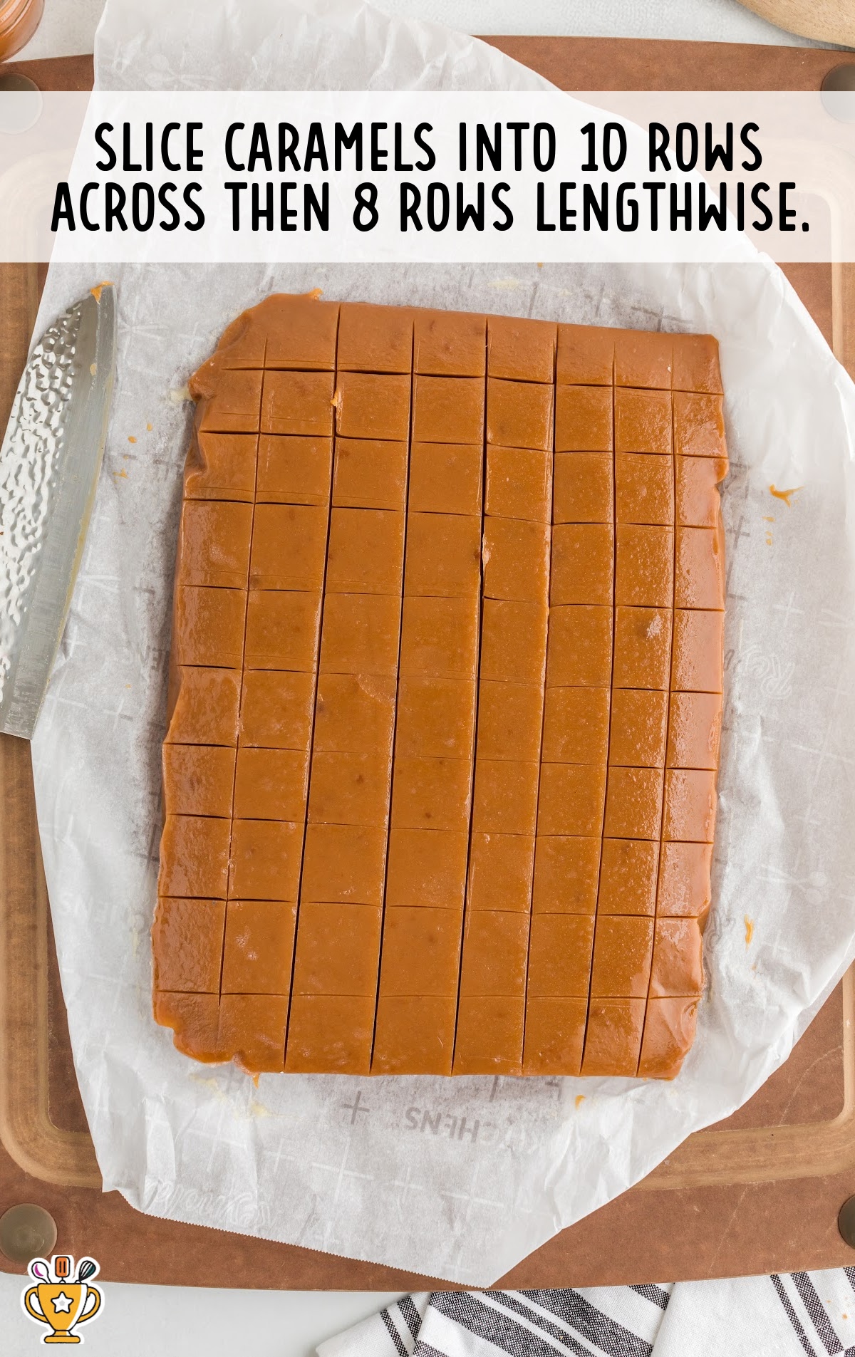 Caramels cut into pieces