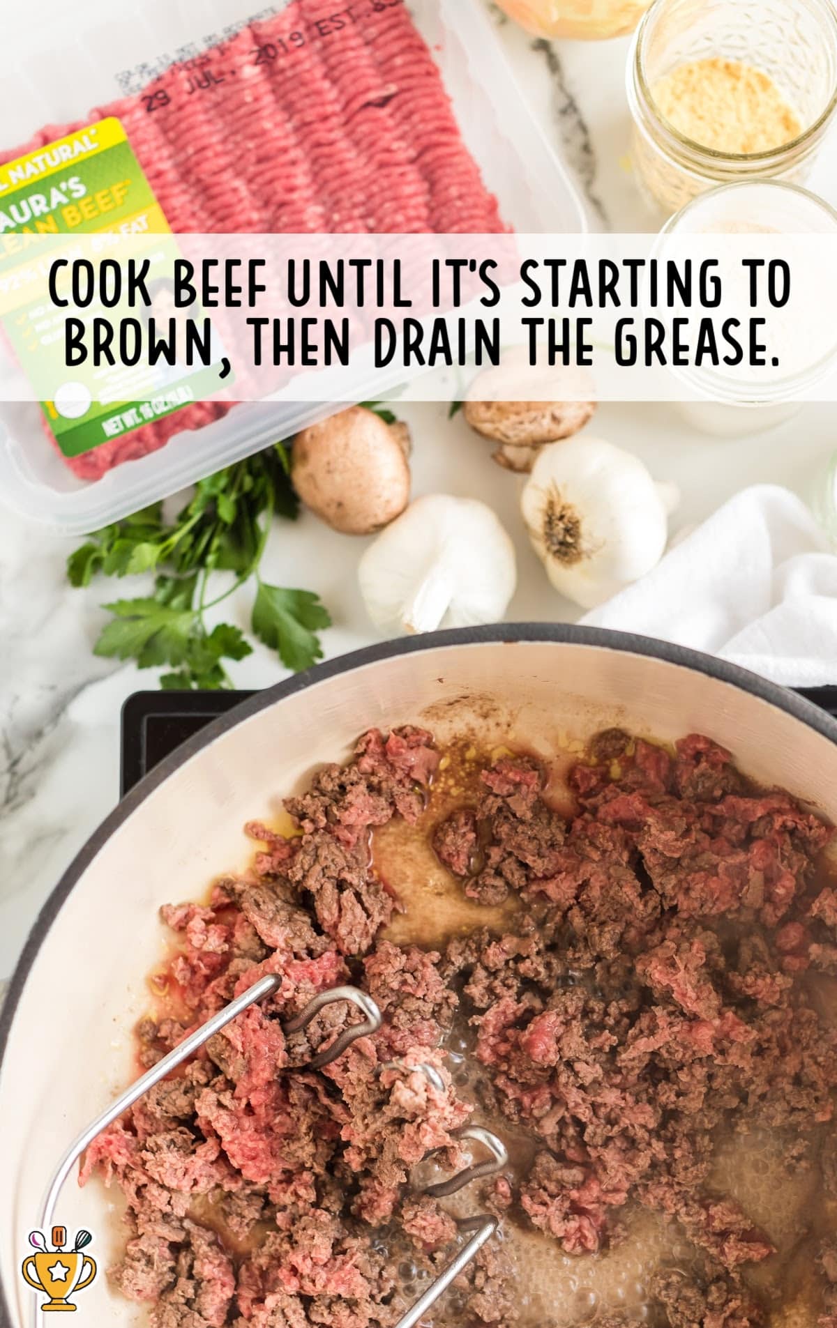 Beef cooked until brown