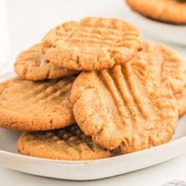 Bunch of 3 Ingredient Peanut Butter Cookies on a plate