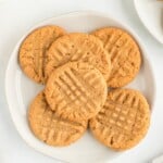 3 Ingredient Peanut Butter Cookies stacked on a plate