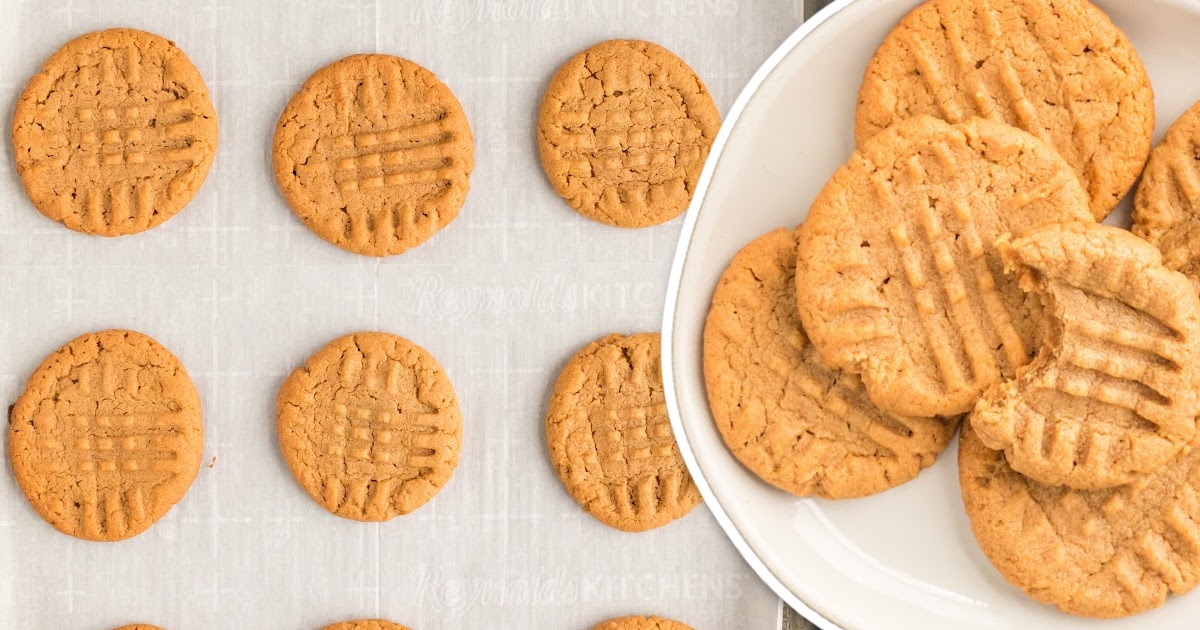 3 Ingredient Peanut Butter Cookies on a plate and in a baking tin