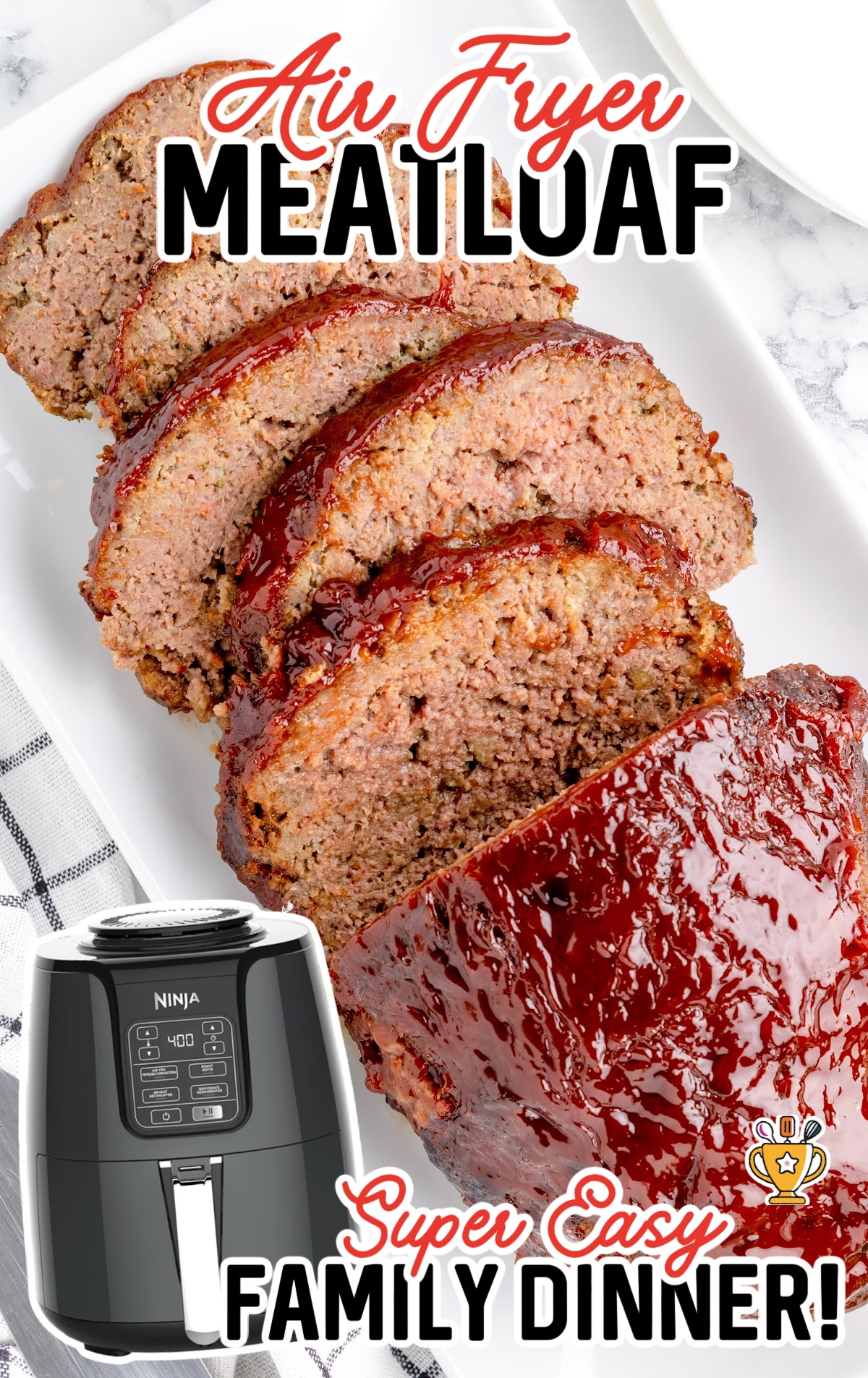 Air Fryer Meatloaf on a plate