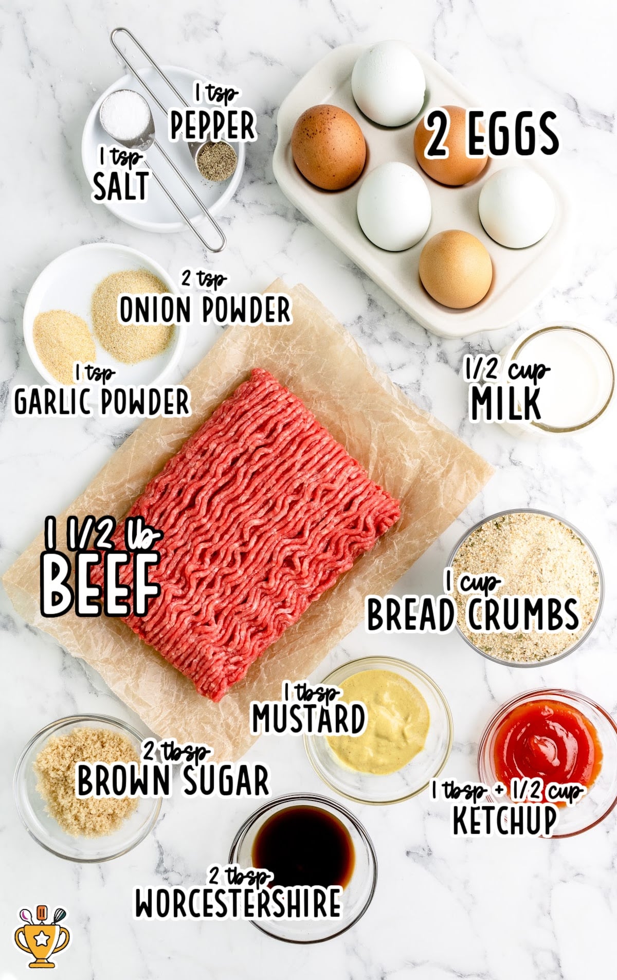 Ingredients for making Air Fryer Meatloaf