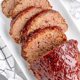 Air Fryer Meatloaf slices on a plate