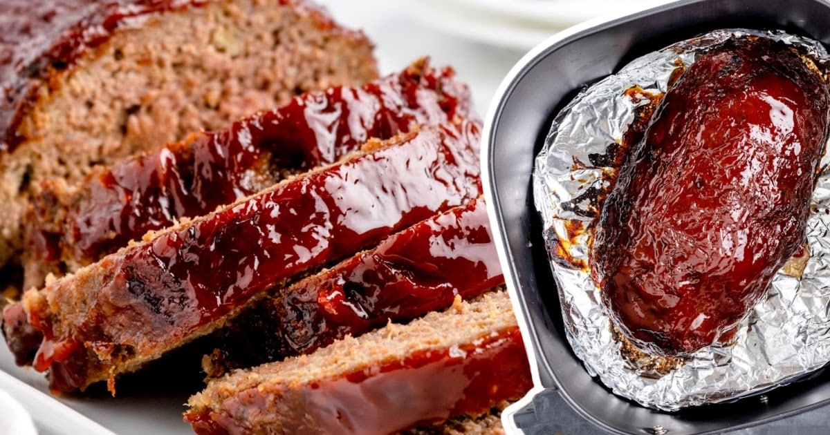 A close up photo of Air Fryer Meatloaf