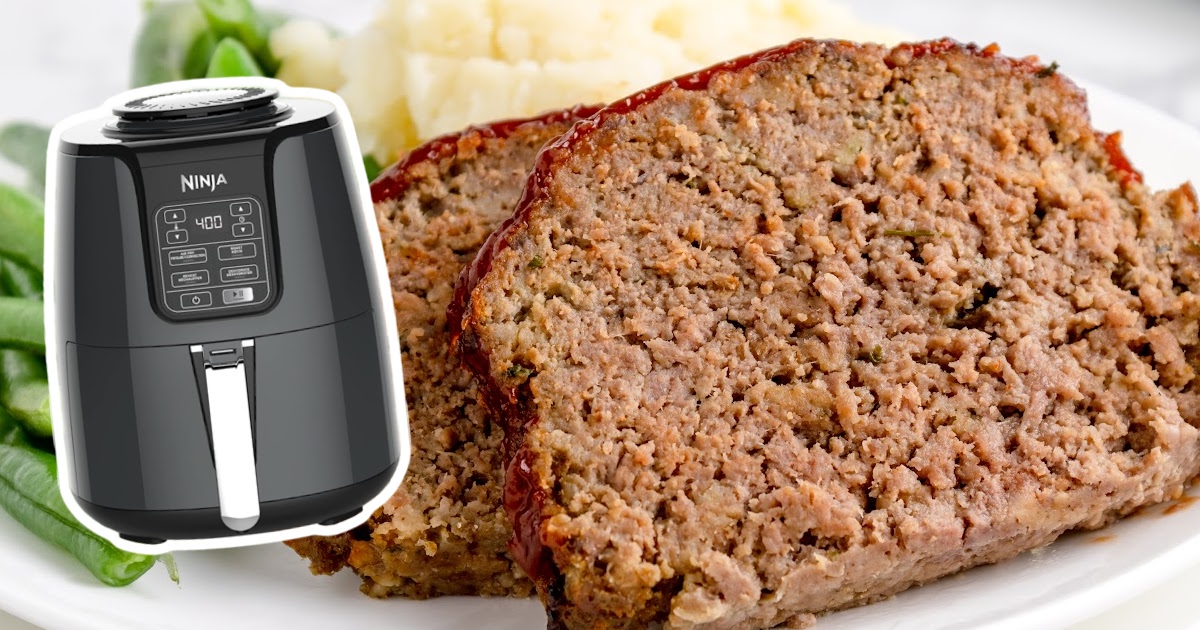 A close up photo of Air Fryer Meatloaf slice