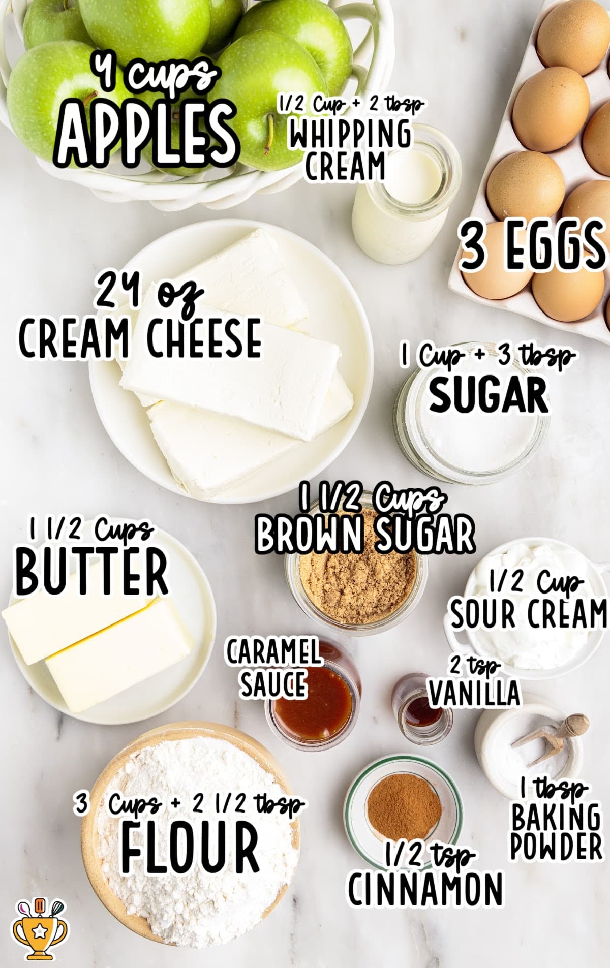 Ingredients for making Apple Cheesecake Bars
