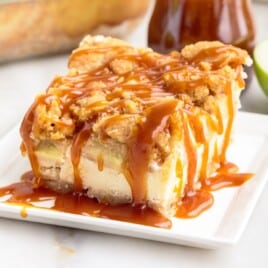 An Apple Cheesecake Bar on a plate