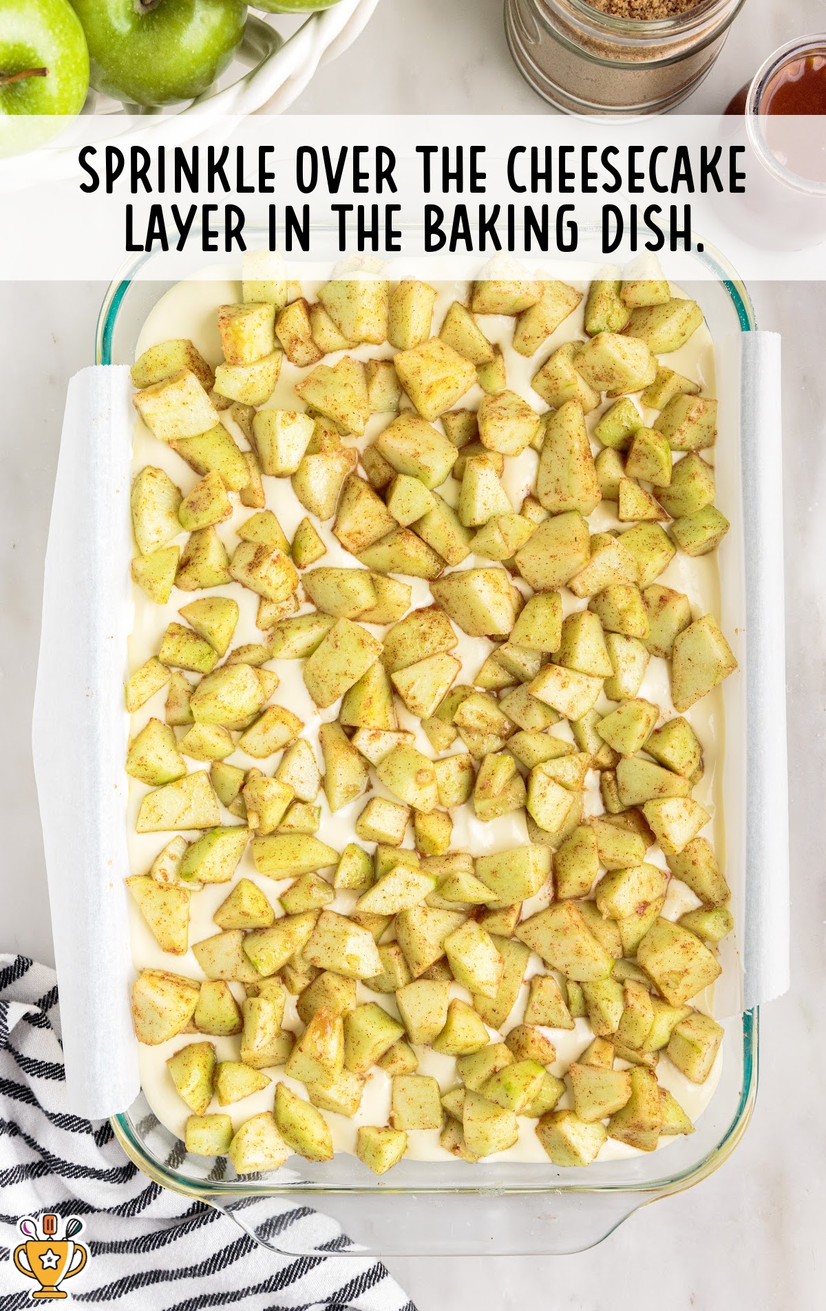 diced apples in a baking dish