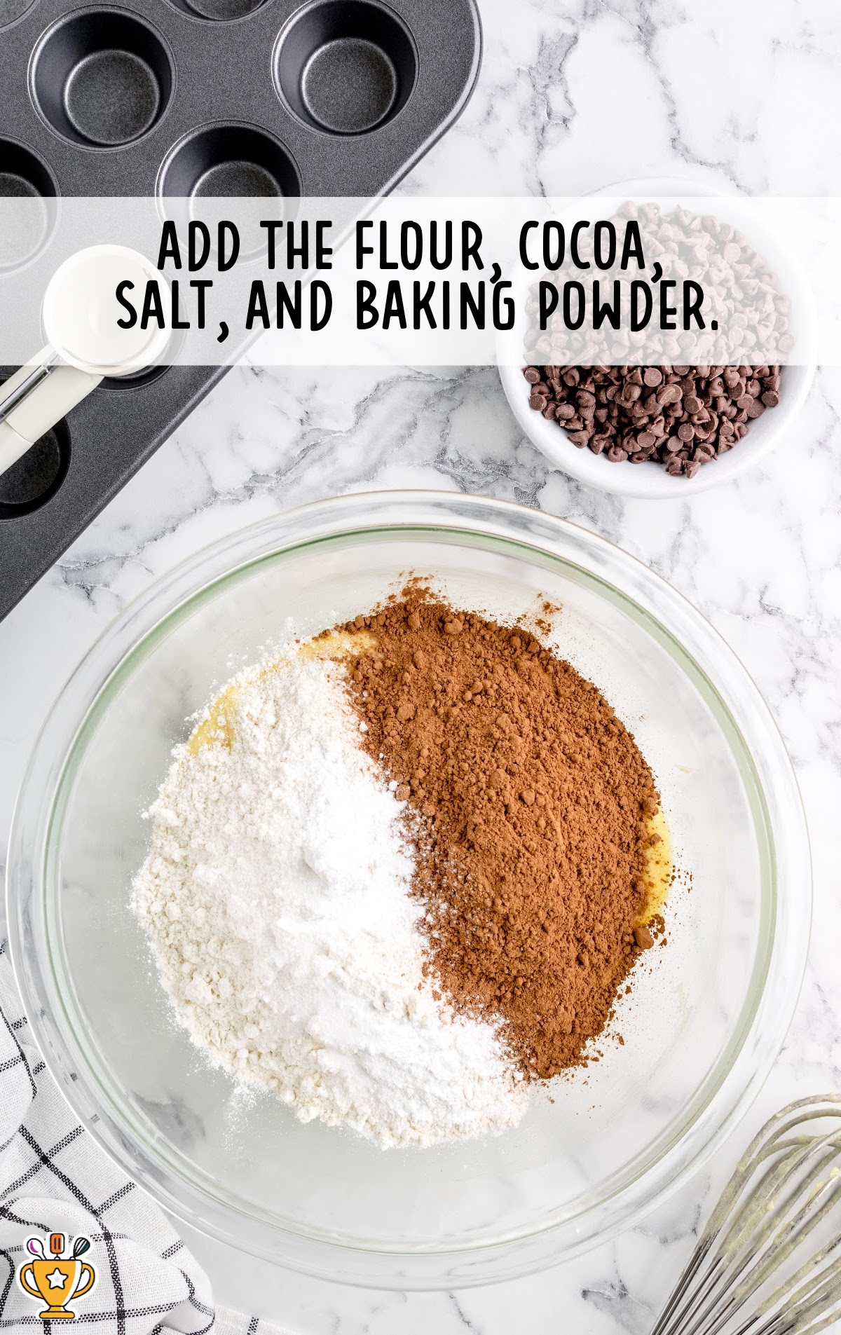 flour, cocoa, salt and baking powder in a clear bowl