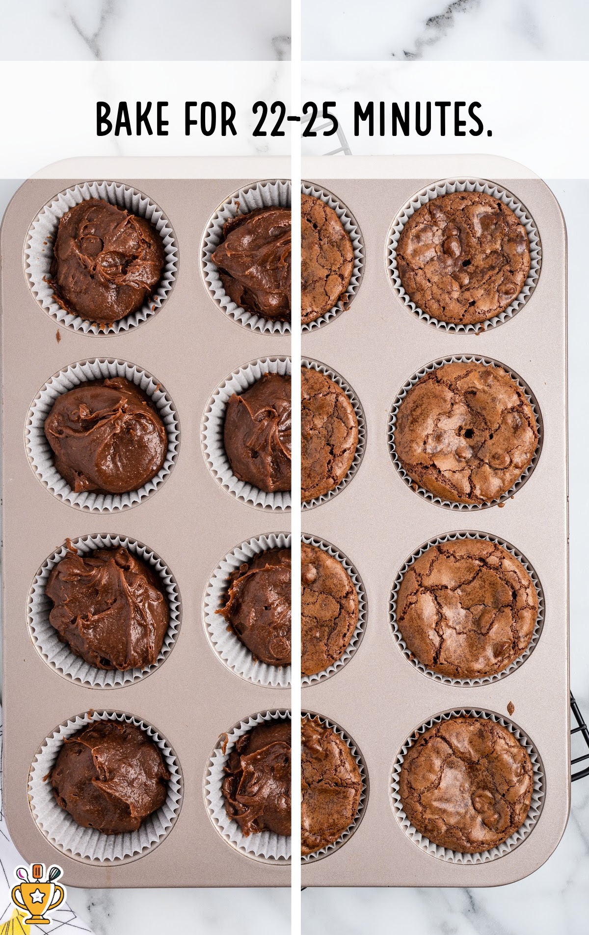 Already baked Butterfinger Cupcakes in a cupcake pan