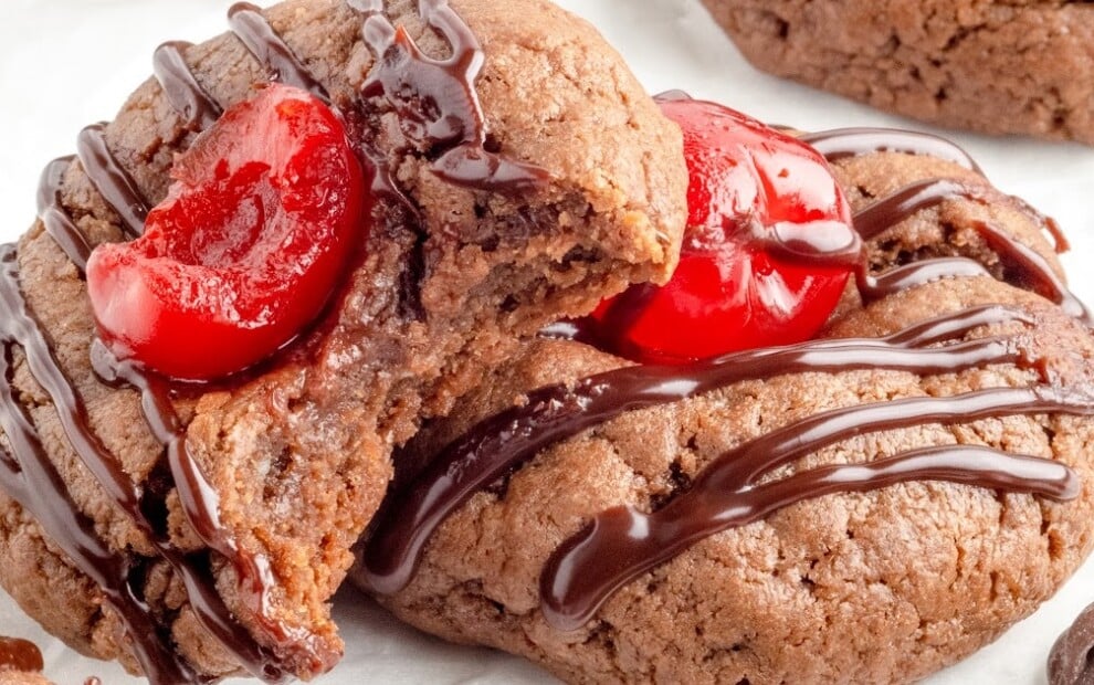 A close up photo of Chocolate Cherry Cookies