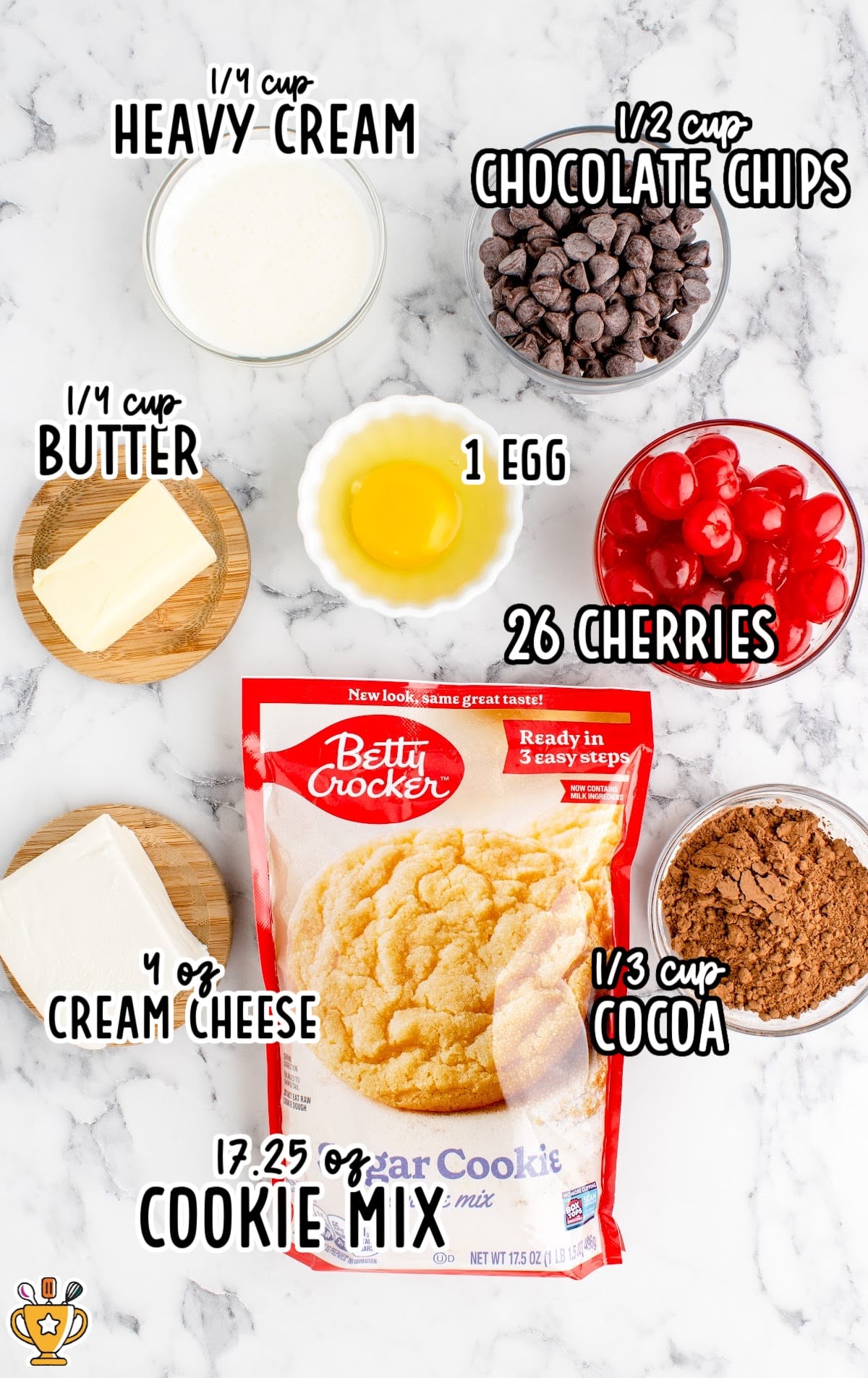 Ingredients for making Chocolate Cherry Cookies