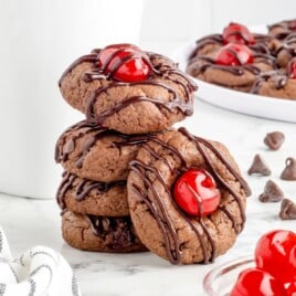 Chocolate Cherry Cookies stacked together