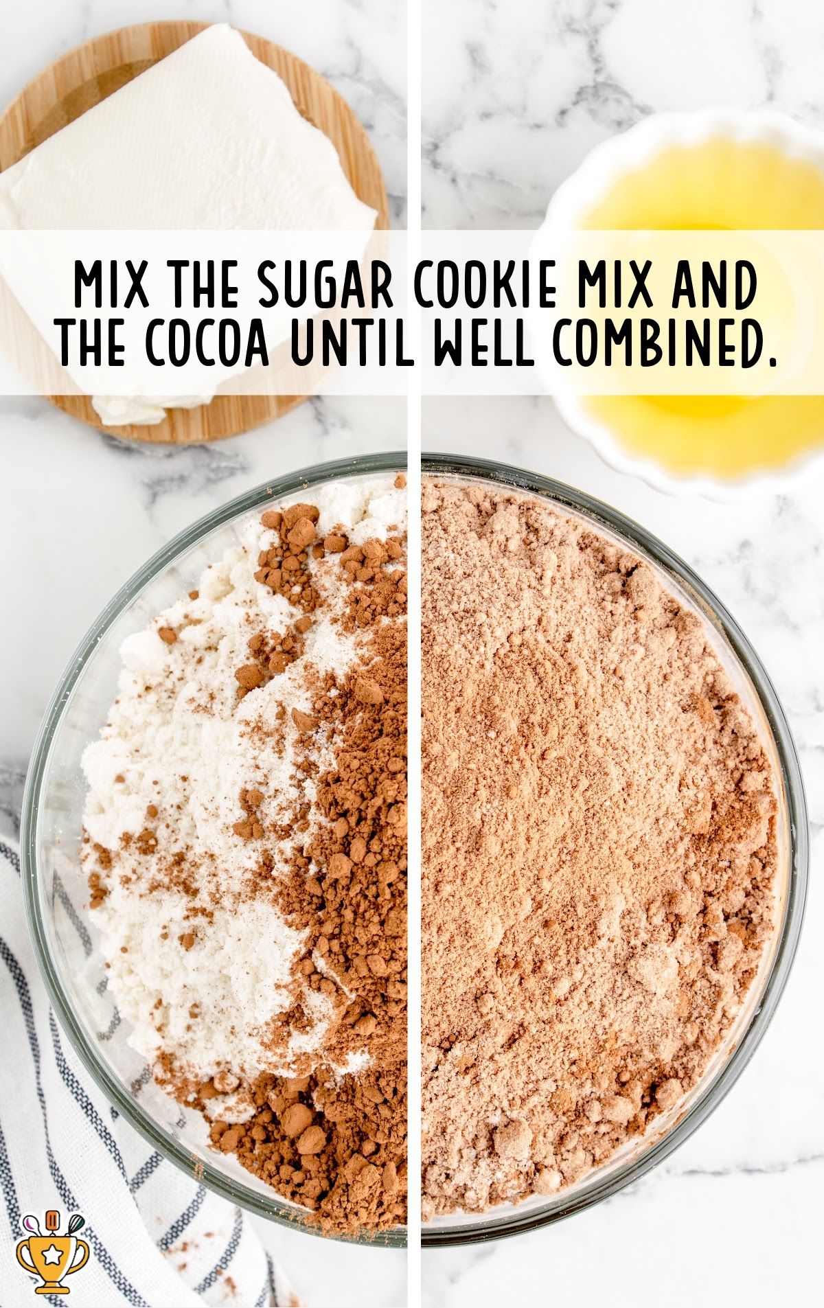 sugar cookie mix and cocoa in a bowl