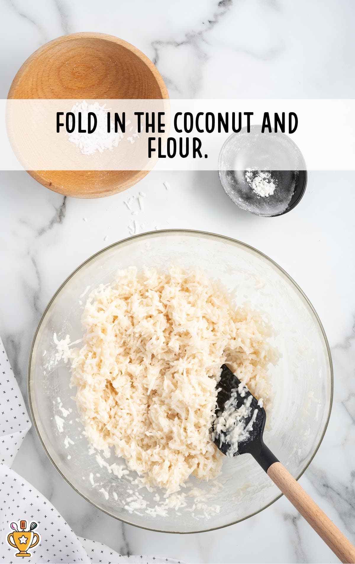coconut and flour mixed in a bowl