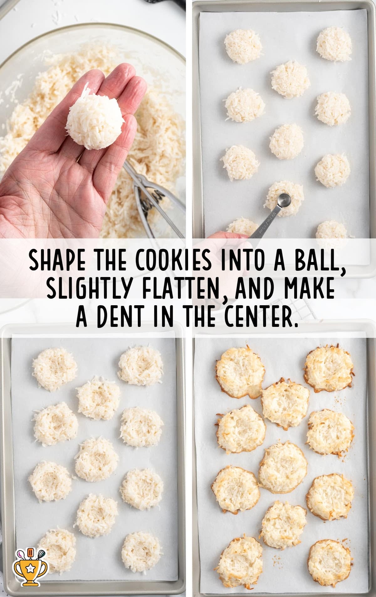 balls of Coconut Blossoms cookies on a baking tin