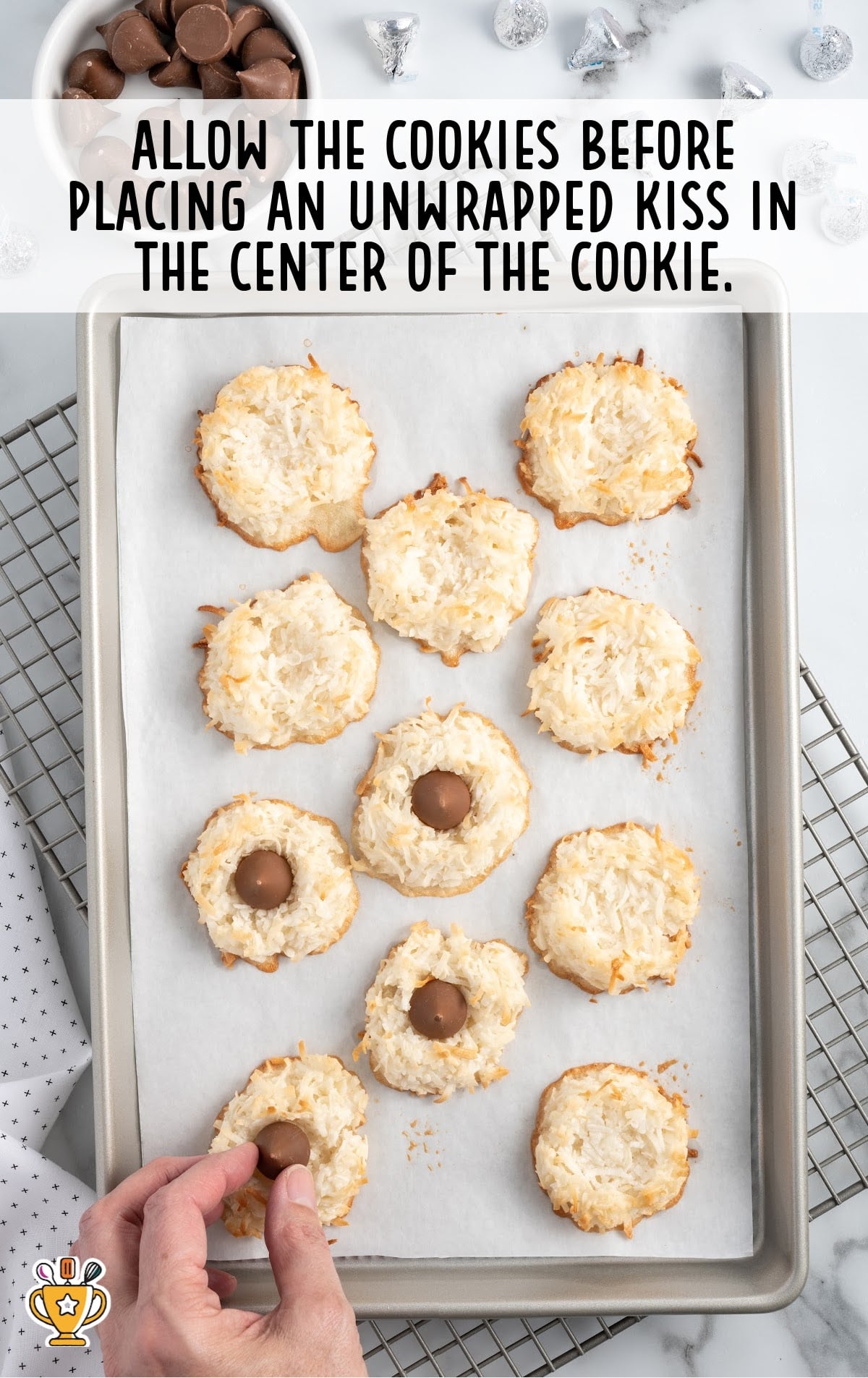 Coconut Blossoms cookies on a baking pan