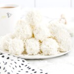 Coconut Snowballs on a white plate