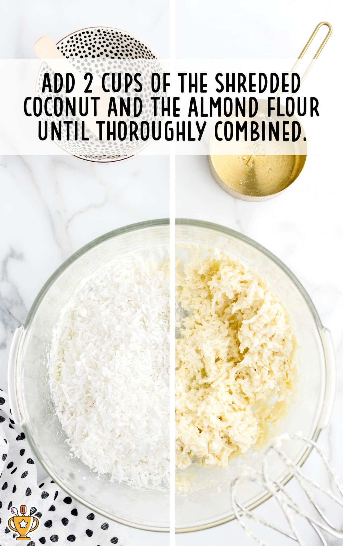 Almond flour and shredded coconut in a clear bowl