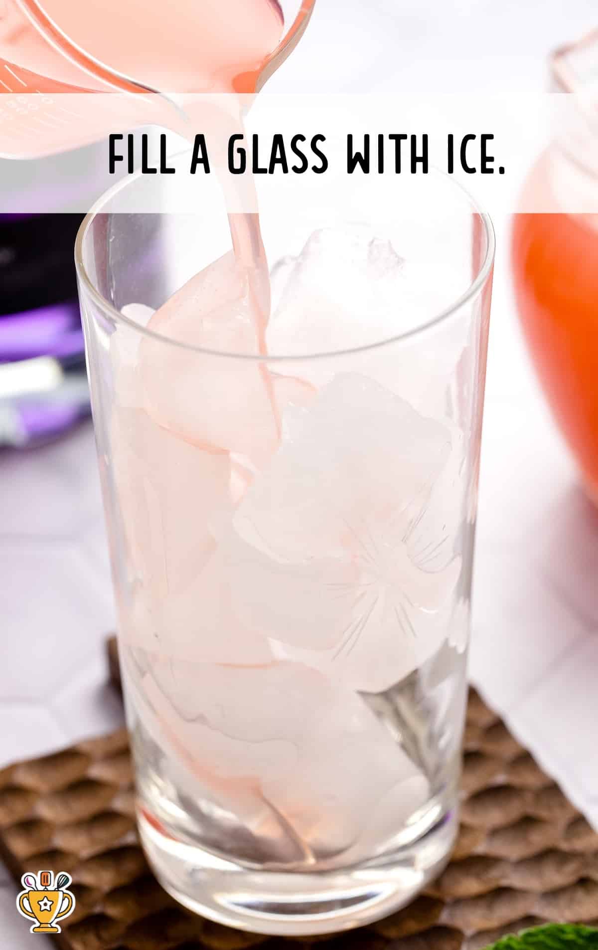 A glass filled with ice