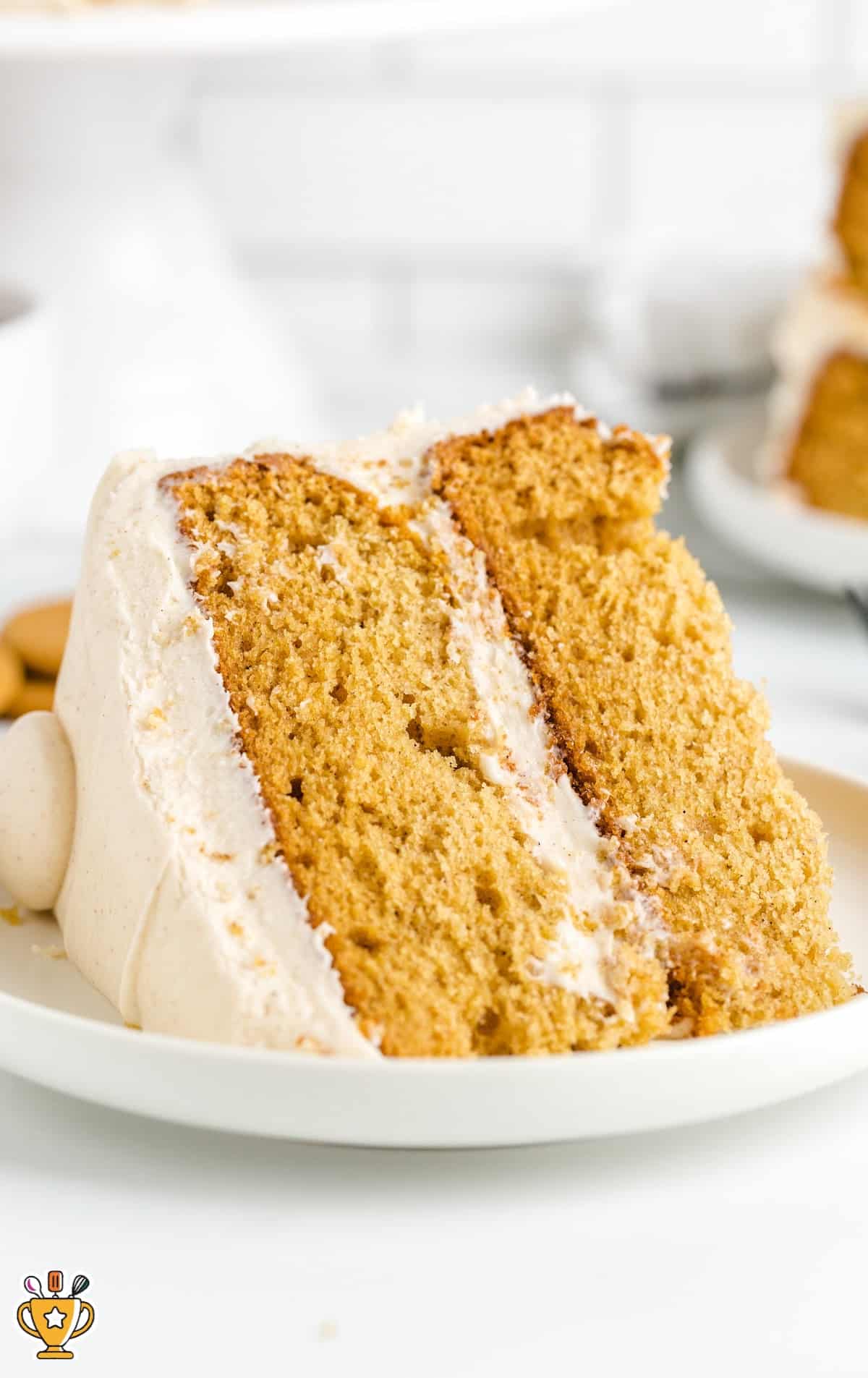 A piece of Gingerbread Cake on a plate