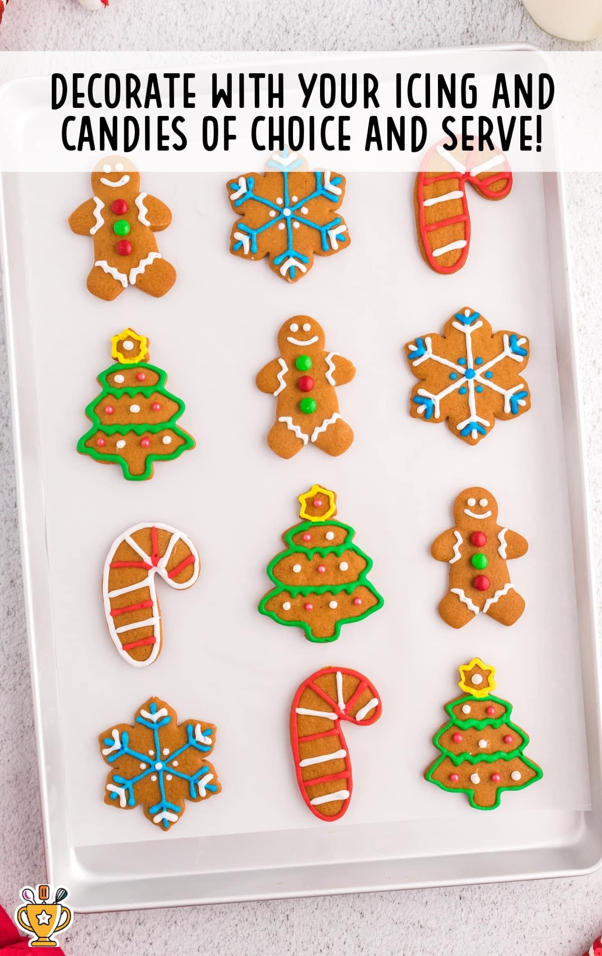 Decorated Gingerbread Cookies on a baking pan