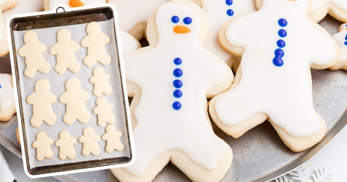 Gingerbread Man Sugar Cookies on a baking pan