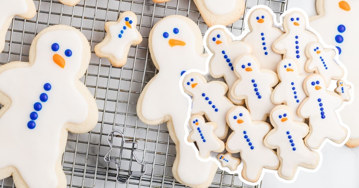 Gingerbread Man Sugar Cookies on a cooling rack