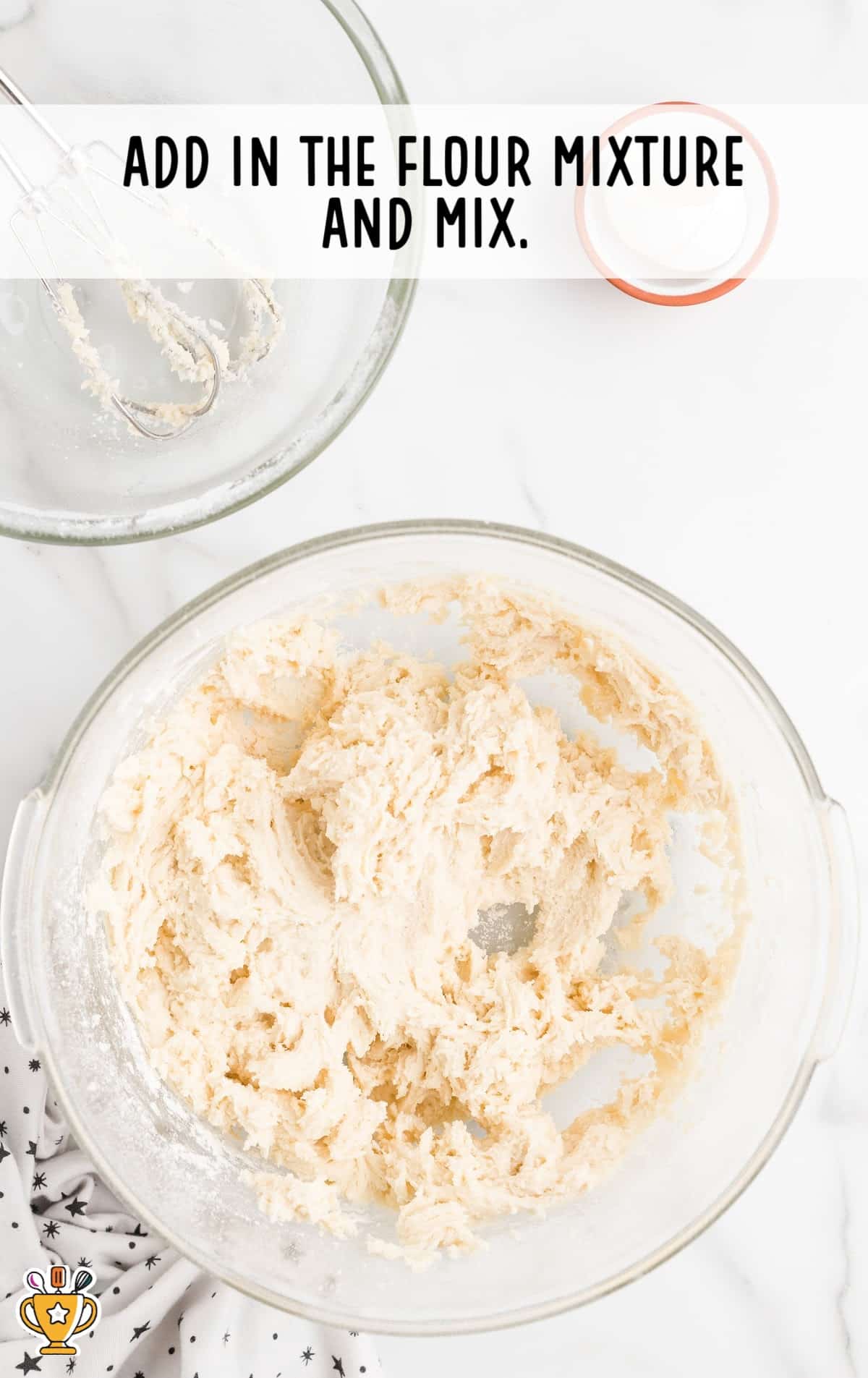 flour mixed in a clear bowl