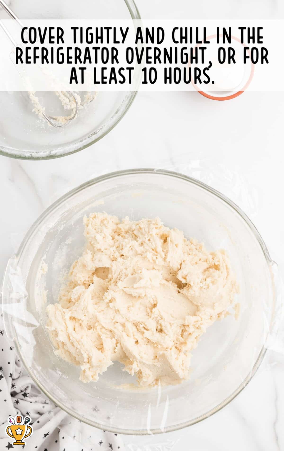 mixed dough covered ready to be refrigerated