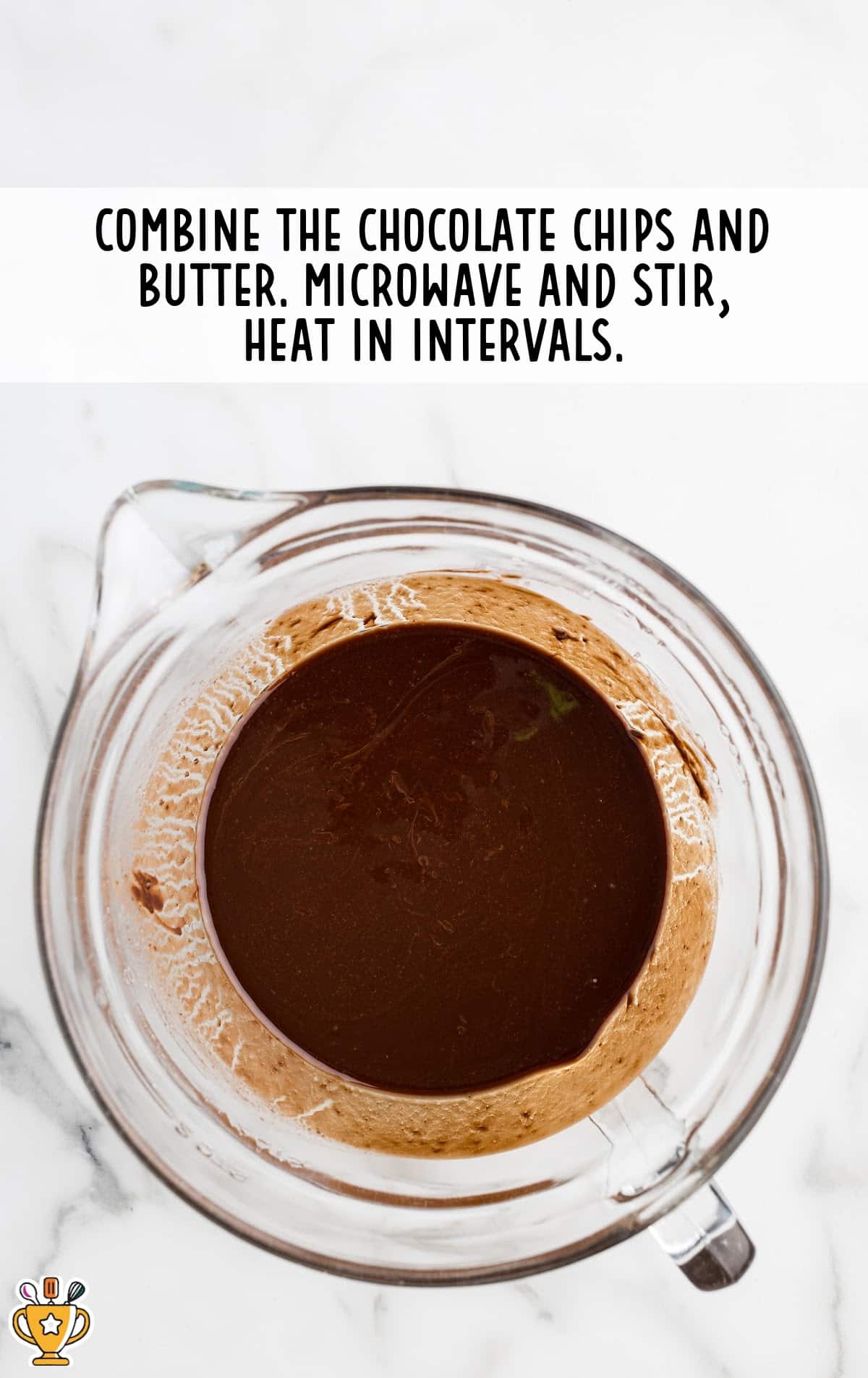 chocolate chips and butter mixed in a bowl
