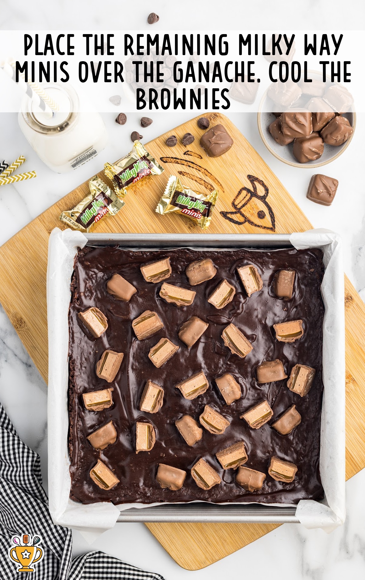 Milky Way Brownies in a baking dish