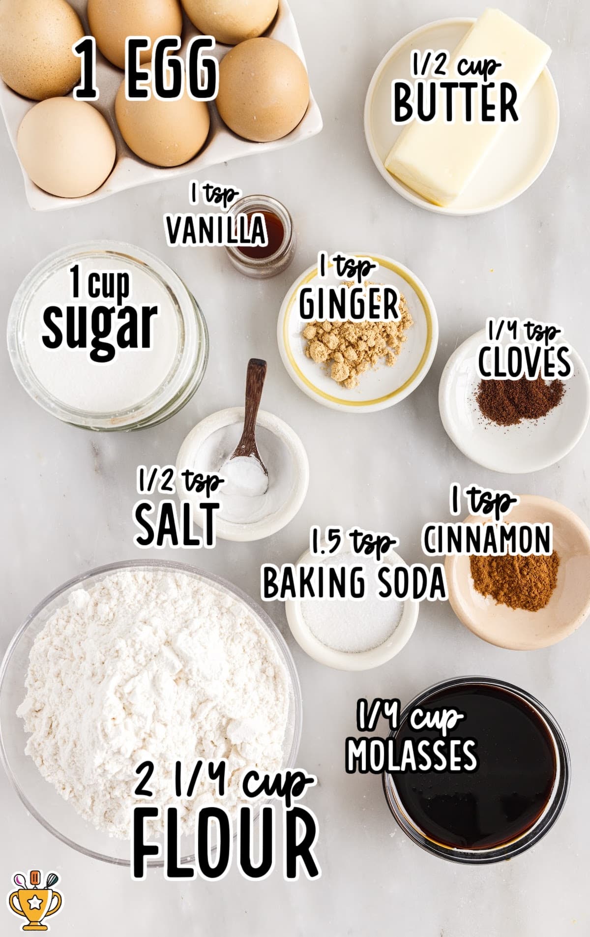 Ingredients for making Molasses Cookies