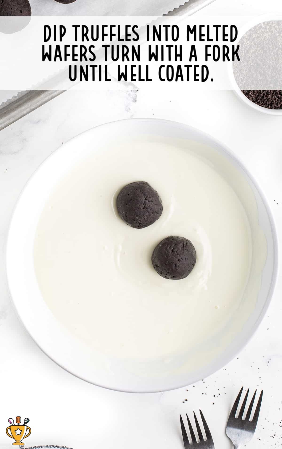 Oreo Truffles dipped into melted wafers