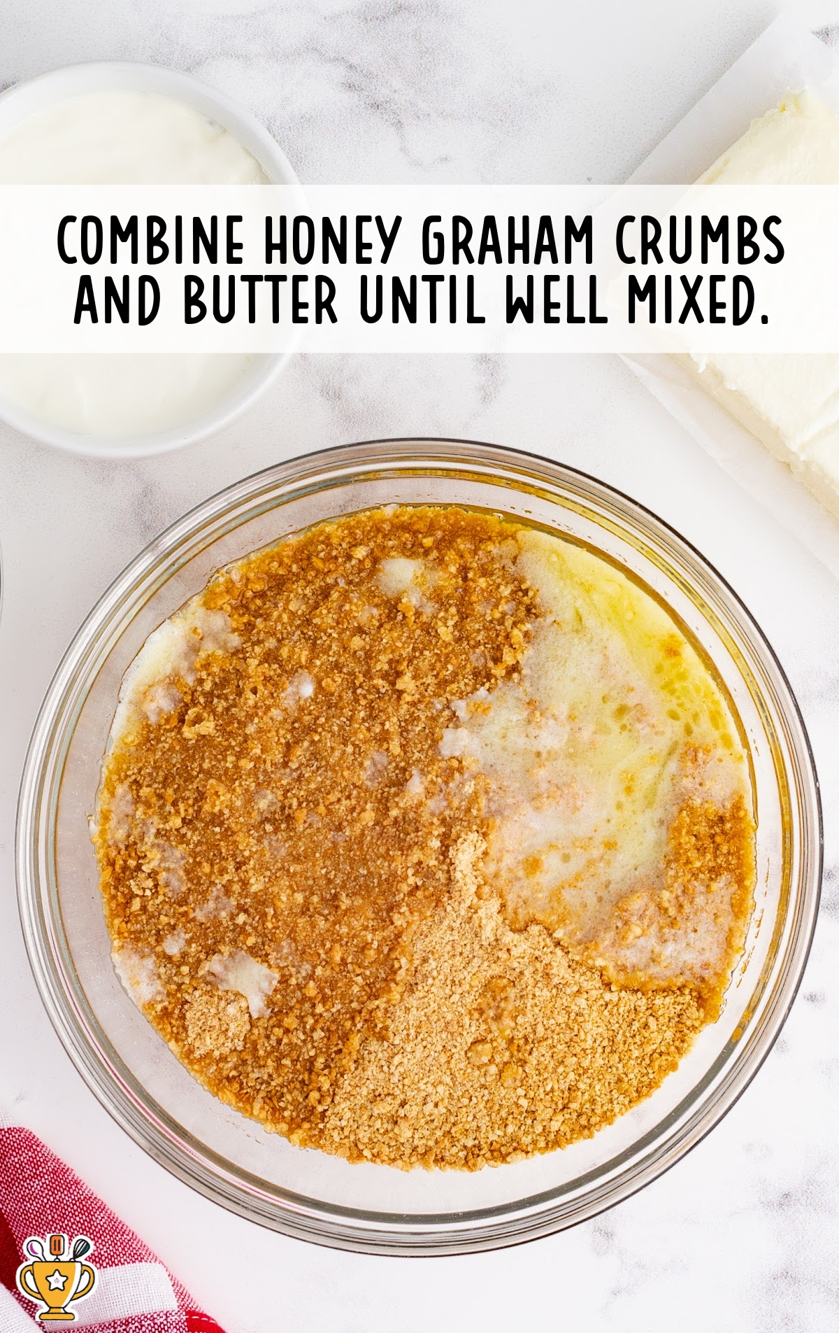 Ingredients for making Peppermint Cheesecakes mixed in a bowl