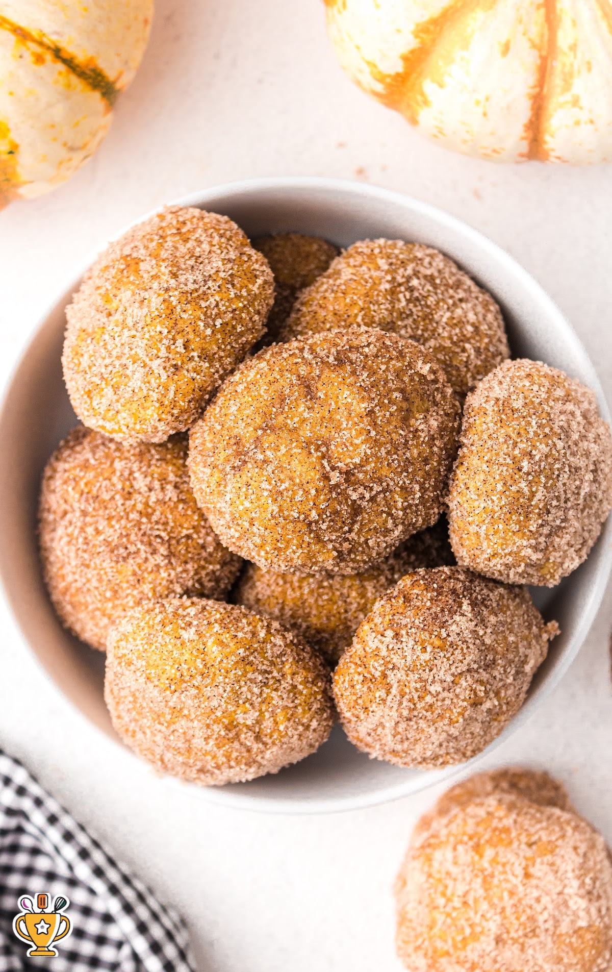 Pumpkin Donut Holes in a bowl