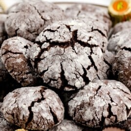 A plate full of Reese's Crinkle Cookies