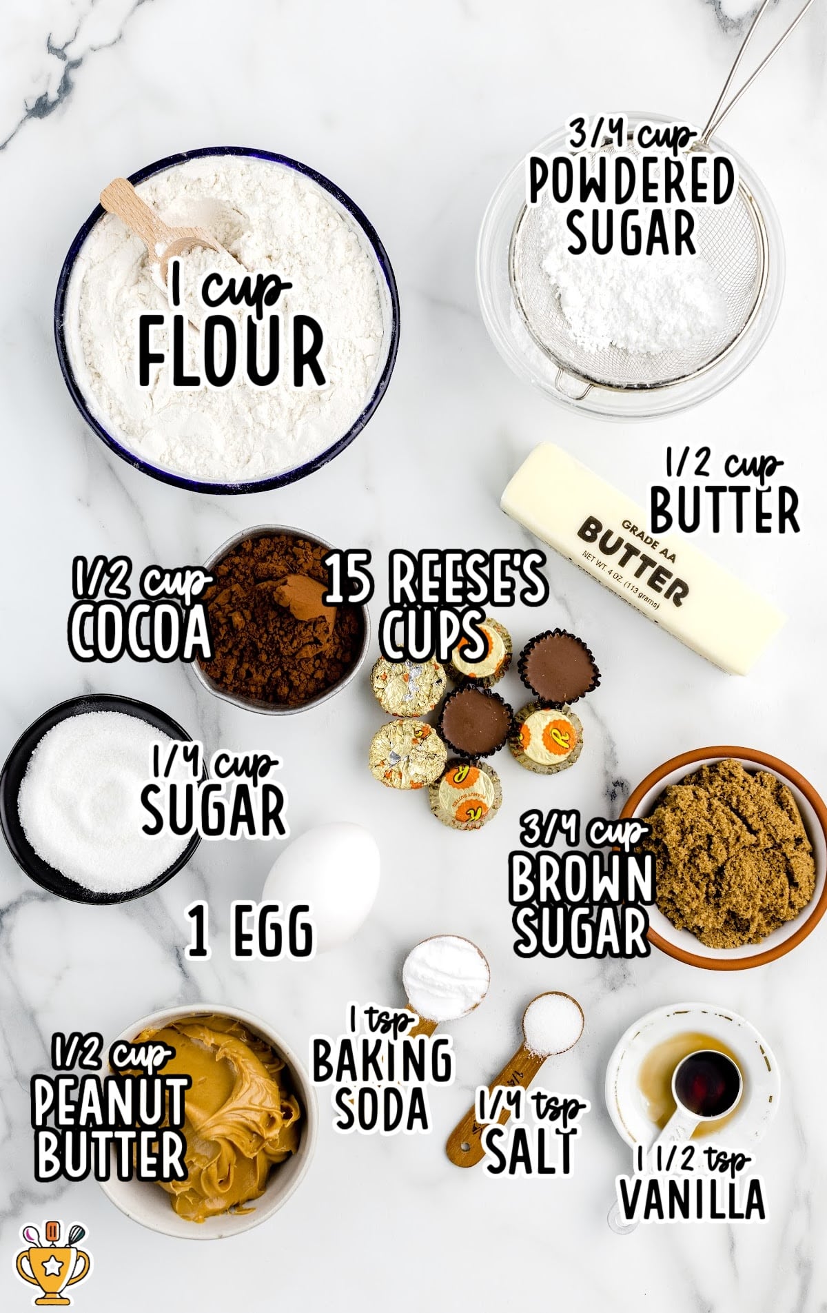 Ingredients for making Reese's Crinkle Cookies