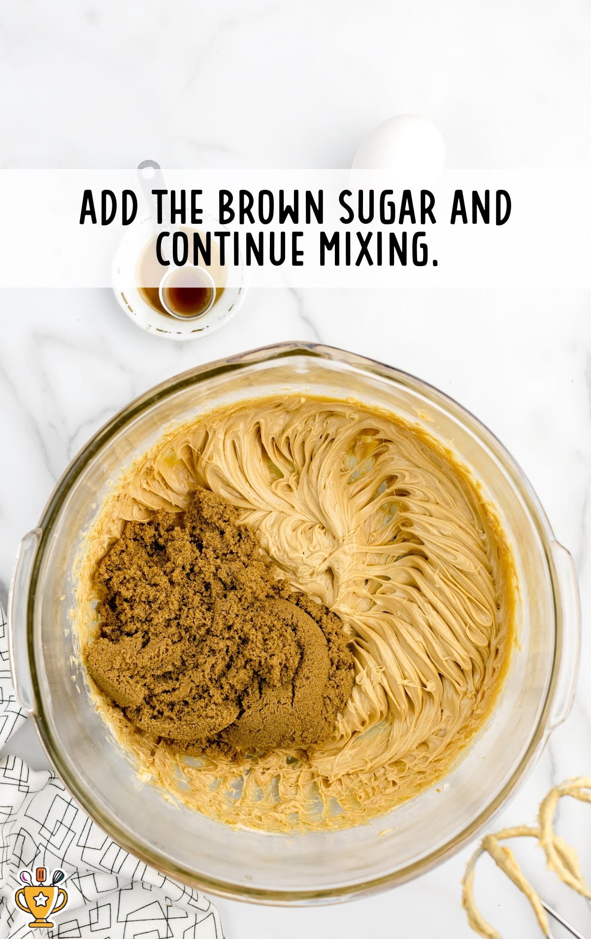 brown sugar added in a bowl of mixture