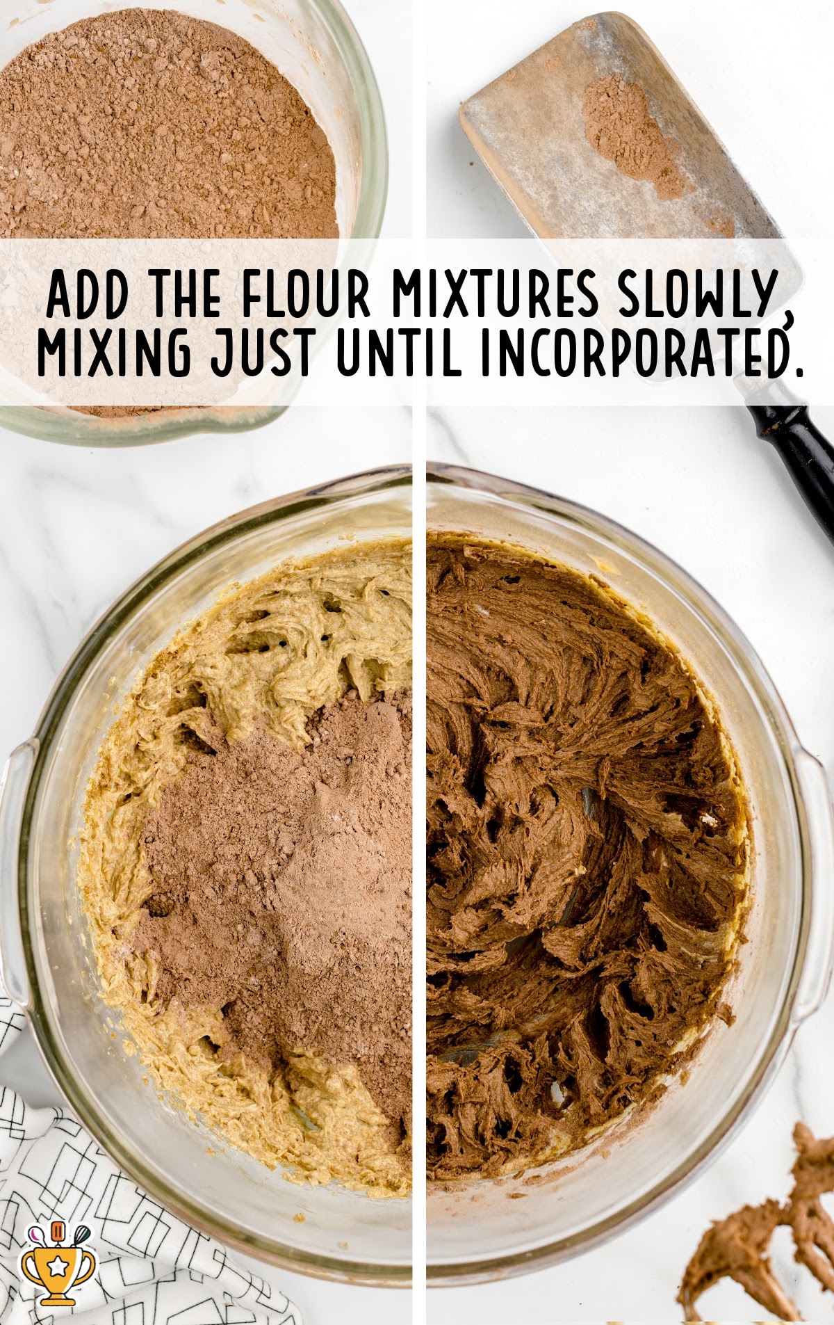 flour mixtures added in a bowl