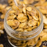 Roasted Pumpkin Seeds in a jar